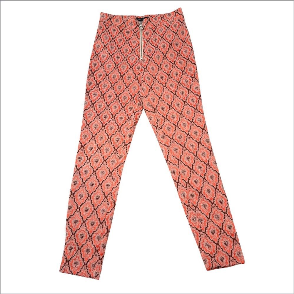 Urban Outfitters Orange Susie Jaquard High Waisted Patterned Pants Size 4
